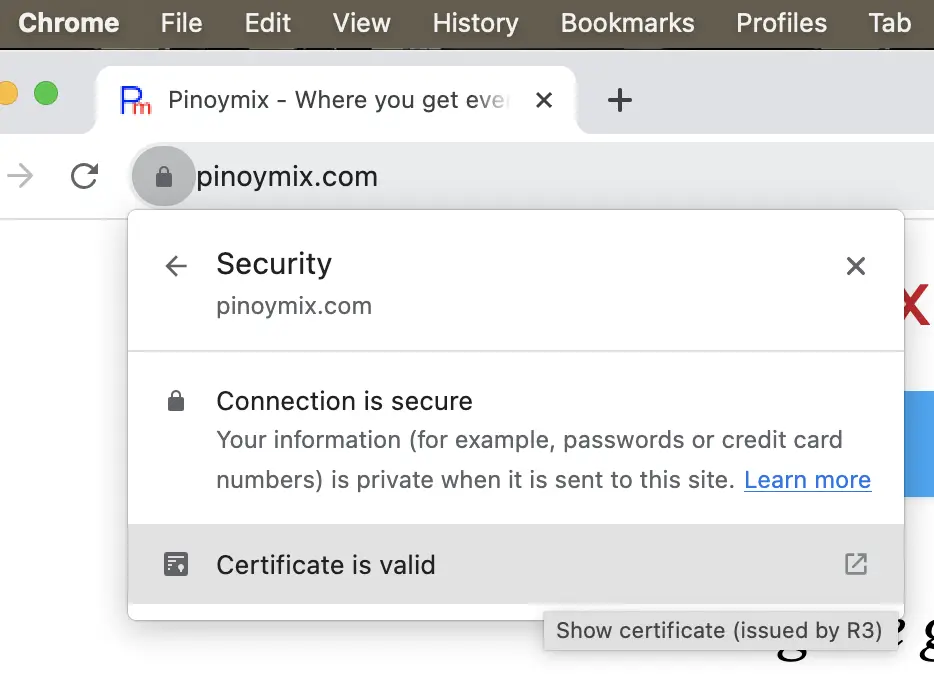SSL certificate expiration date using Chrome