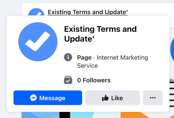 "Existing Terms and Update" account