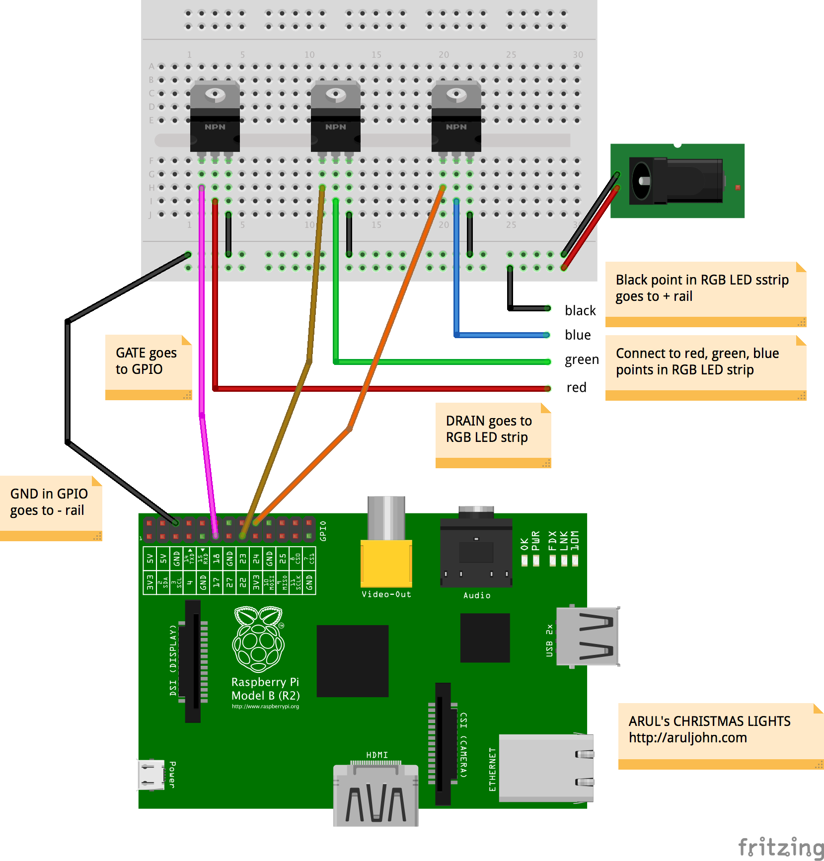 Controllable Christmas Lights using Raspberry Pi & LED Strip