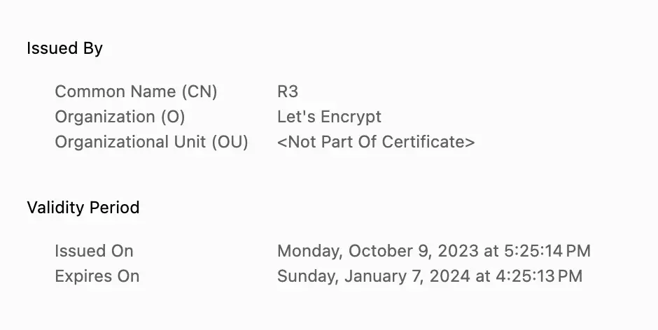 SSL certificate expiration date using Chrome