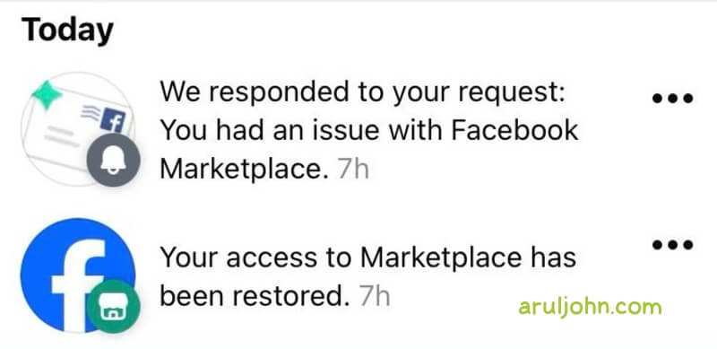 Facebook Markplace restored