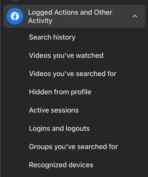 Activity Log > Logged Actions and Other Activity