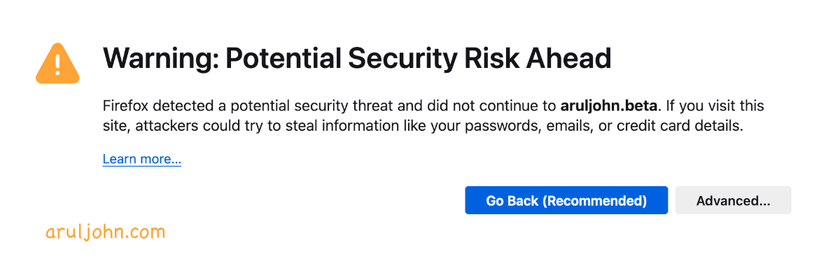 Firefox Warning: Potential Security Risk Ahead