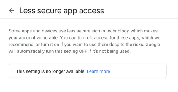 Less secure app access