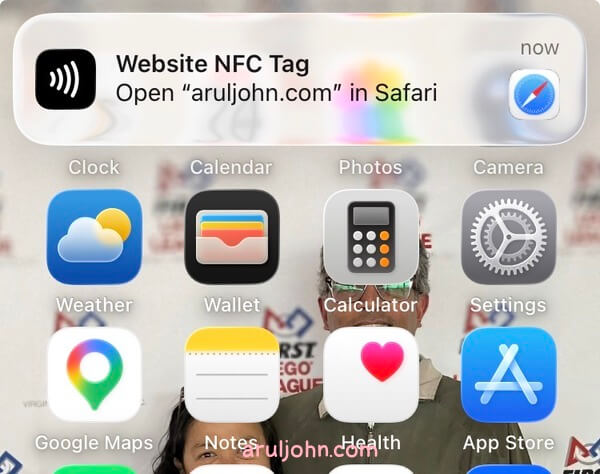 NFC keychain prompts me to open aruljohn.com