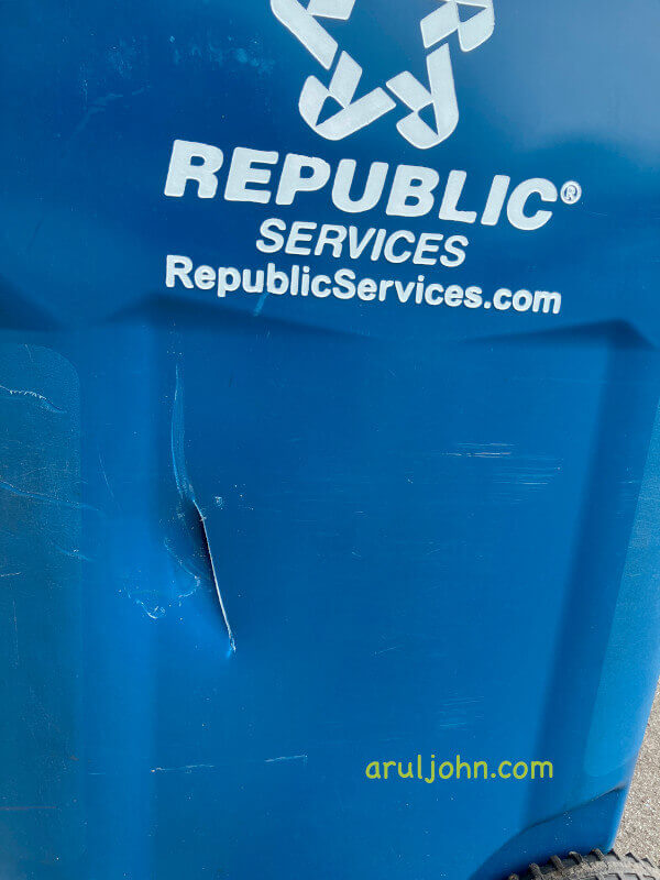 Our new trash bin got damaged